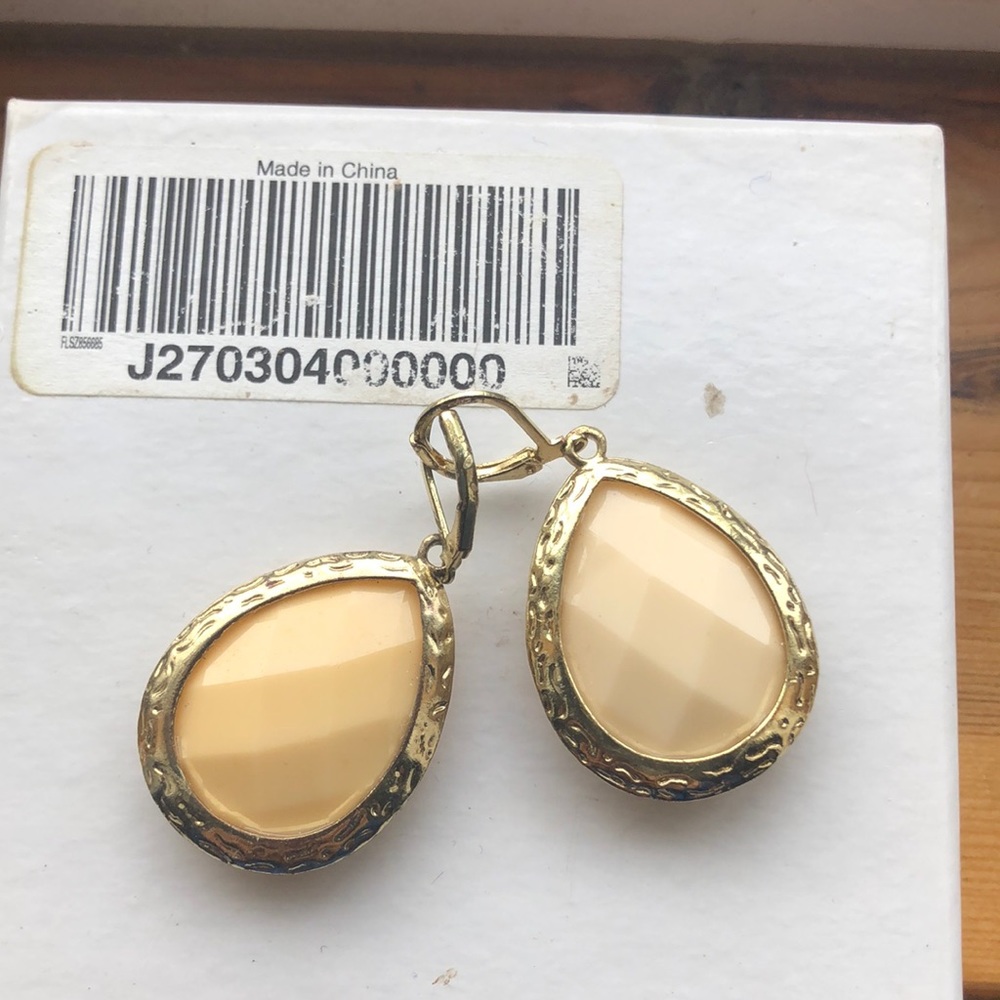 Ivory earrings with gold trim